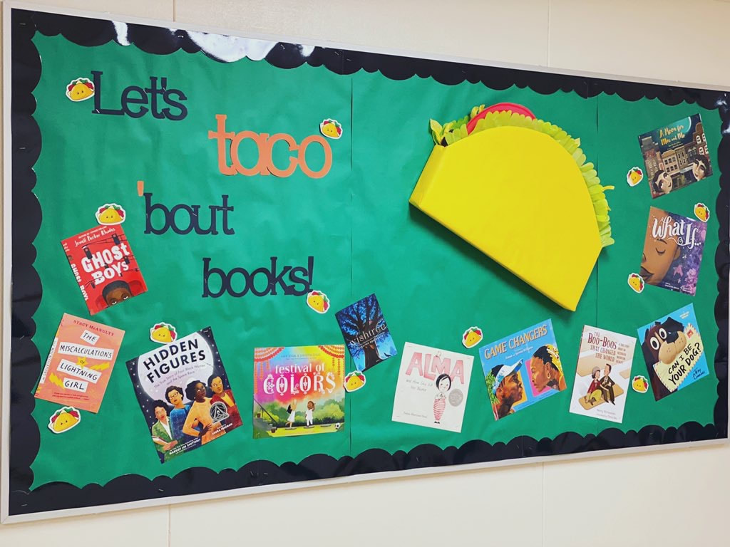 Let's taco 'bout books bulletin board!